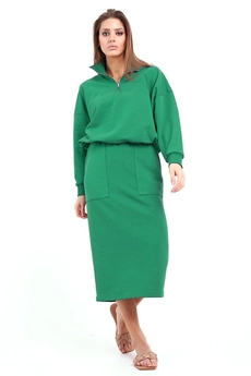 Костюм с юбкой f7001-23-02 зеленый GO wear