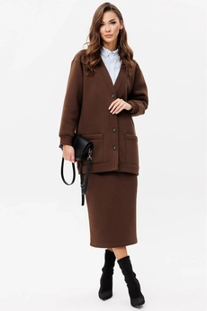 Костюм с юбкой f7052-23-03 коричневый GO wear