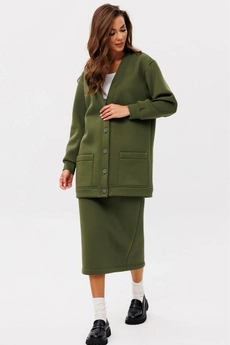*Костюм с юбкой f7052-28-02 хаки GO wear
