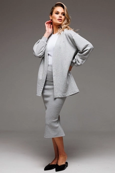 Костюм с юбкой f7064-50-04 серый меланж GO wear