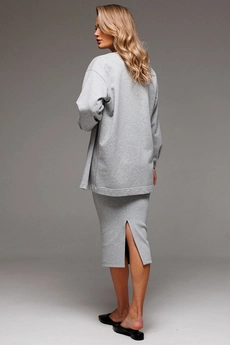 Костюм с юбкой f7064-50-04 серый меланж GO wear