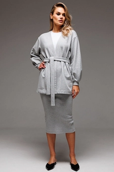Костюм с юбкой f7064-50-04 серый меланж GO wear