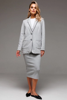 Костюм с юбкой f7065-50-04 серый меланж GO wear
