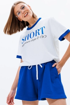 Костюм с шортами f8006-01-01(P19-02) белый + василек GO wear