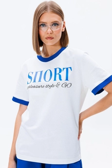 Костюм с шортами f8006-01-01(P19-02) белый + василек GO wear