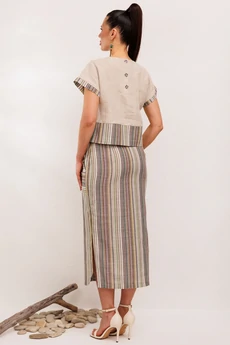 Костюм с юбкой 693-2 мятная полоска Галеан Стиль