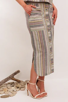 Костюм с юбкой 693-2 мятная полоска Галеан Стиль