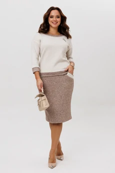 Костюм с юбкой 786-1 коричневый Галеан Стиль