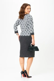 Костюм с юбкой 786-1 графит орнамент Галеан Стиль