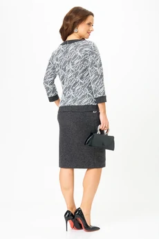 Костюм с юбкой 786-1 графит штрих Галеан Стиль