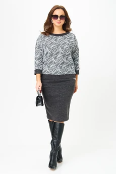 Костюм с юбкой 786-1 графит штрих Галеан Стиль