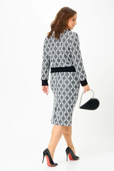 Костюм с юбкой 903-1 графит орнамент Галеан Стиль