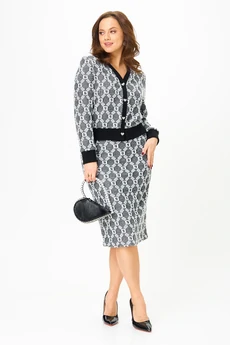 Костюм с юбкой 903-1 графит орнамент Галеан Стиль