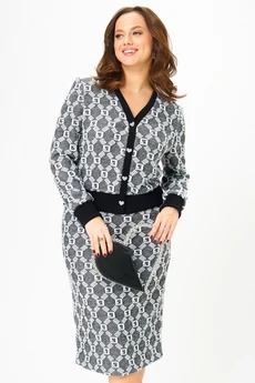 Костюм с юбкой 903-1 графит орнамент Галеан Стиль