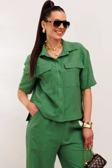 Костюм брючный 982-1 зеленый Галеан Стиль