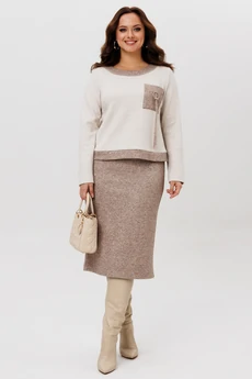 Костюм с юбкой 993 коричневый Галеан Стиль