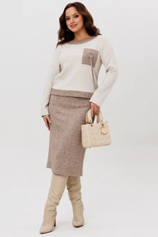 Костюм с юбкой 993 коричневый Галеан Стиль