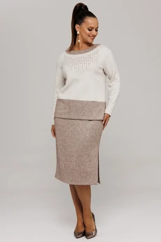 Костюм с юбкой 994 коричневый Галеан Стиль