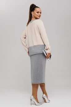 Костюм с юбкой 994 серый Галеан Стиль