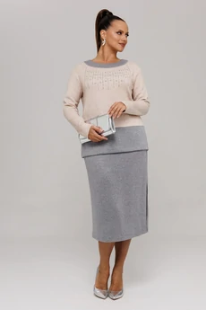 Костюм с юбкой 994 серый Галеан Стиль