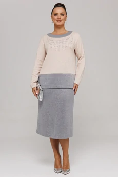 Костюм с юбкой 994 серый Галеан Стиль