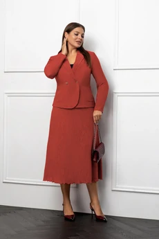 Костюм с юбкой 2723 кирпичный Gold Style
