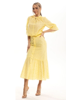 Костюм с юбкой 6541 желтый Golden Valley