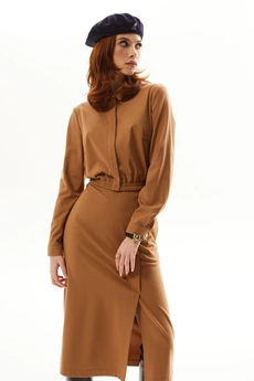 Костюм с юбкой 6550 коричневый Golden Valley
