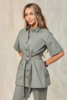 Костюм брючный 6704 зеленый Golden Valley