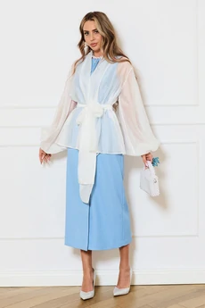 Костюм с платьем 6735 молочно-голубой Golden Valley