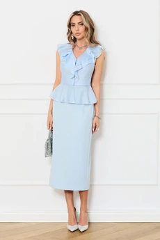 Костюм с юбкой 6742 голубой Golden Valley