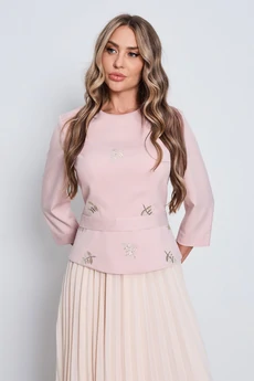 Костюм с юбкой 6798 розовый с бежевым Golden Valley