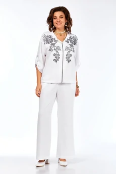 Костюм брючный 281 белый Grace for you