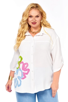 Костюм брючный 265 белый + голубой Grace for you