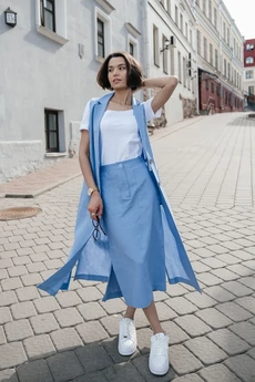 Костюм с юбкой 25ILor2 голубой ILOKA