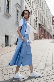 Костюм с юбкой 25ILor2 голубой ILOKA