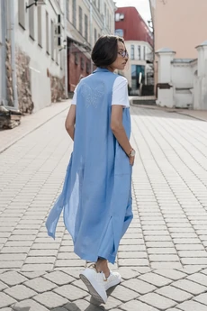 Костюм с юбкой 25ILor2 голубой ILOKA