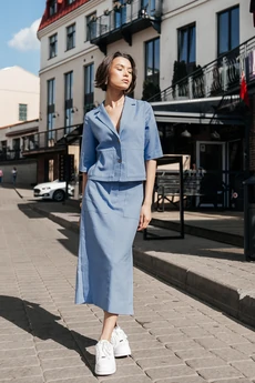 Костюм с юбкой 25ILor4 голубой ILOKA