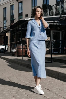 Костюм с юбкой 25ILor4 голубой ILOKA