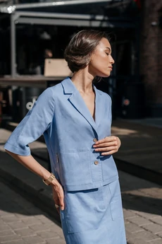 Костюм с юбкой 25ILor4 голубой ILOKA