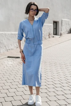 Костюм с юбкой 25ILor6 голубой ILOKA