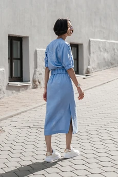 Костюм с юбкой 25ILor6 голубой ILOKA