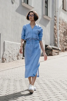 Костюм с юбкой 25ILor6 голубой ILOKA