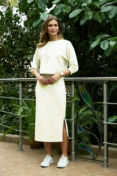 Костюм с юбкой 26ILci3 молочный ILOKA