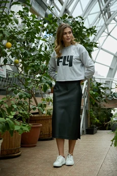 Костюм с юбкой 26ILci4 серый+черный ILOKA