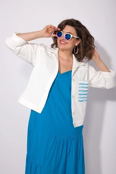 Костюм с платьем 109К белый + лазурь Liliana-style