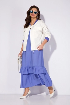 Костюм с платьем 151к белый + лавандовый Liliana-style