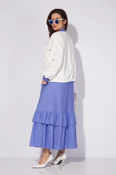 Костюм с платьем 151к белый + лавандовый Liliana-style