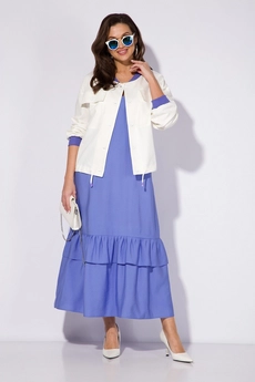 Костюм с платьем 151к белый + лавандовый Liliana-style