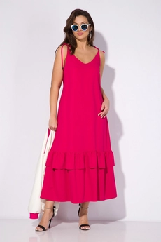 Костюм с платьем 151к белый + фуксия Liliana-style